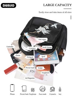 DUNISO Women Backpack Purse, Embroidery Backpack for Girl Woman Black Travel Bookbag Lady Shoulder Bag, Lightweight Ladies Fashion Daily Backpack Anti-theft Casual  Daypack  - Image 5