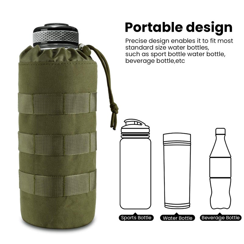 FRTKK Tactical MOLLE Water Bottle Pouch with Drawstring Open Top & Mesh Bottom, Military Water Bottle Holder Bag Sports Travel Hydration Carrier (Army Green-1 Pack) - Image 3