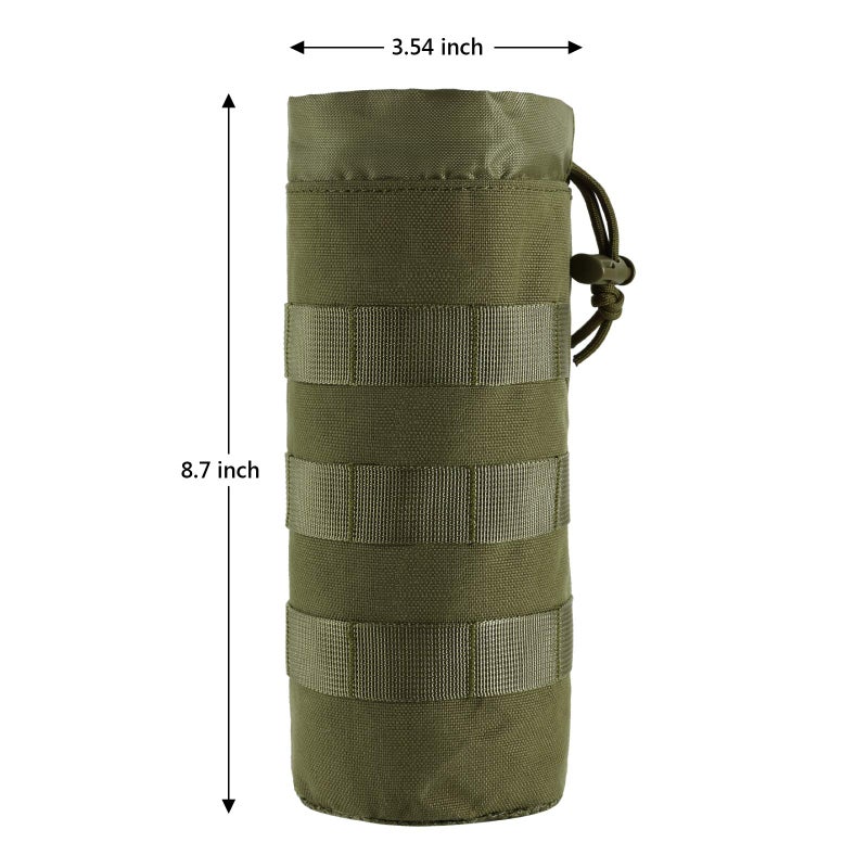 FRTKK Tactical MOLLE Water Bottle Pouch with Drawstring Open Top & Mesh Bottom, Military Water Bottle Holder Bag Sports Travel Hydration Carrier (Army Green-1 Pack) - Image 2