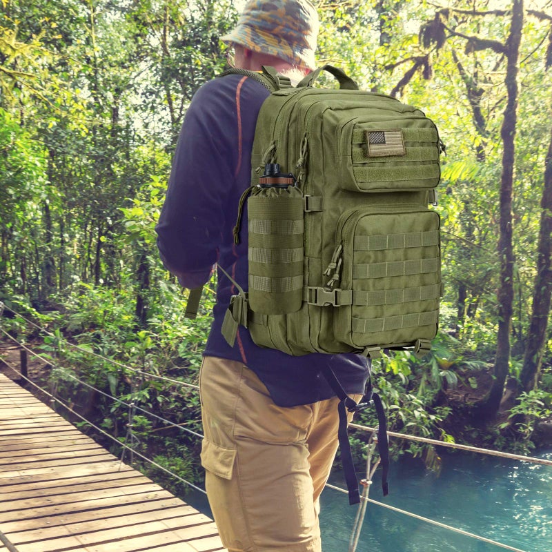 FRTKK Tactical MOLLE Water Bottle Pouch with Drawstring Open Top & Mesh Bottom, Military Water Bottle Holder Bag Sports Travel Hydration Carrier (Army Green-1 Pack) - Image 5