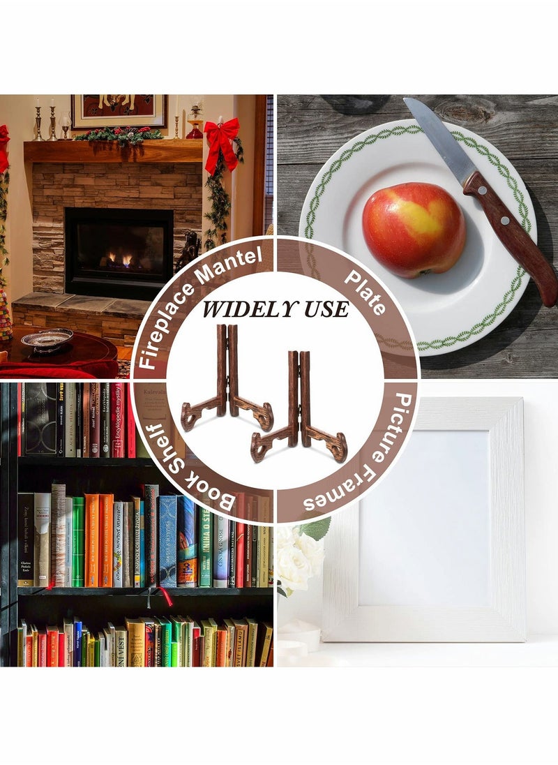 Wooden Display Stand Plate Holder Wooden Easel Plate Stand Wooden Picture Frame Stand Holder for Display Plates Photos Home Birthday Party Wedding Decorations, Red (5 Inch) 2 Pieces - Image 2