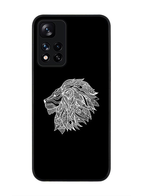 Rugged Black edge case for Redmi Note 11 Pro Plus 5G Slim fit Soft Case Flexible Rubber Edges Anti Drop TPU Gel Thin Cover - Lion Abstract
