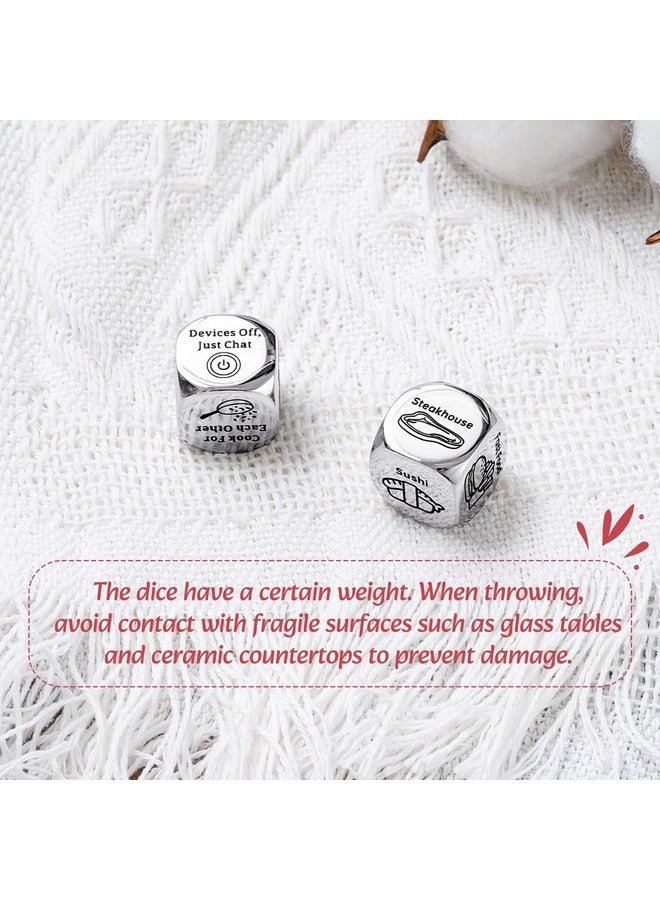 Poen 2 Pcs Food Decision Dice Game Decider Dice Valentines Day Gifts for Couple Anniversary Stainless Steel Dice for Him Her Stocking Stuffers Gifts for Women Men Adults Date Wedding Funny Gifts - Image 4
