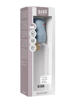BIBS Pack Of 1 Baby Bottle Round Nipple Latex 270 Ml Medium Flow, Baby Blue, 2 Months +  - Image 4