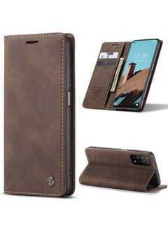 CaseMe CaseMe Xiaomi Mi 10/10T Pro Case Wallet, for Xiaomi Mi 10/10T Pro Wallet Case Book Folding Flip Folio Case with Magnetic Kickstand Card Slots Protective Cover - Coffee  - Image 1