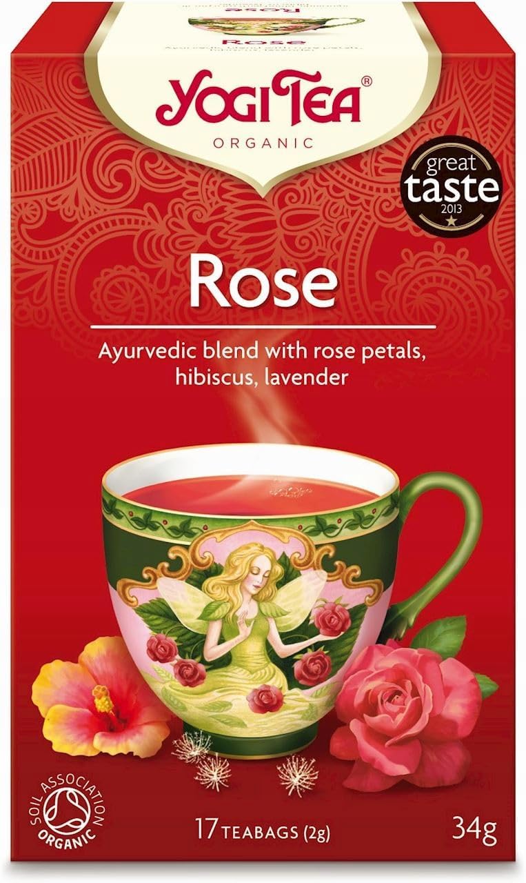 Yogi Tea شاي يوجي العضوي بالورد - مزيج أيورفيدي مع بتلات الورد، الكركديه، وزهور اللافندر - 17 كيس شاي - Image 4