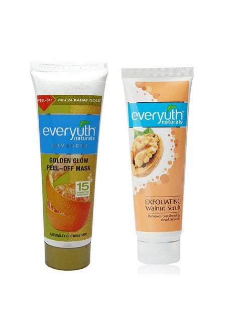 Advanced Golden Glow Peeloff Mask 90Gm And Exfoliating Walnut Scrub 50Gm Combo Pack