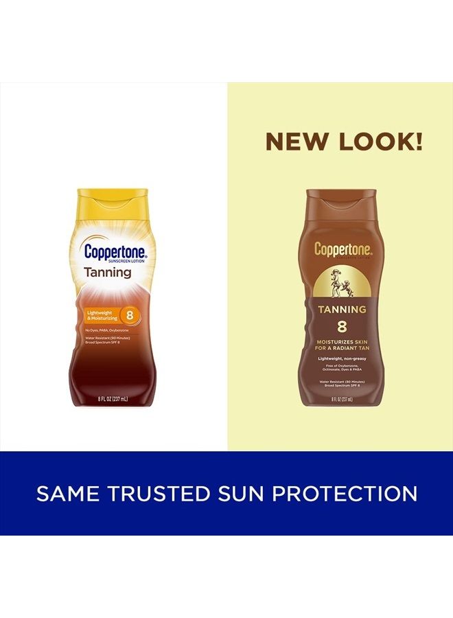 Coppertone Tanning Sunscreen Lotion, Water Resistant Body Sunscreen SPF 8, Broad Spectrum SPF 8 Sunscreen, 8 Fl Oz Bottle - Image 2
