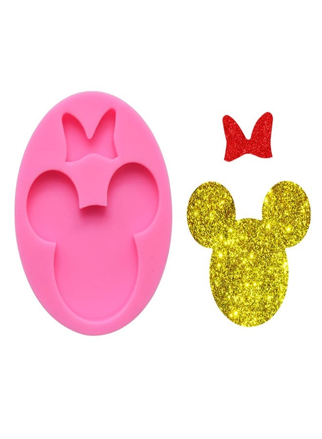 LHGOGO Cute Mouse Head Bow Keychain Silicone Molds for Epoxy Resin, Fondant Mold for DIY Chocolate Candy Cake Topper Decoration or Polymer Clay Jewelry Crafts Tools Soap Mould, Pink - Image 1