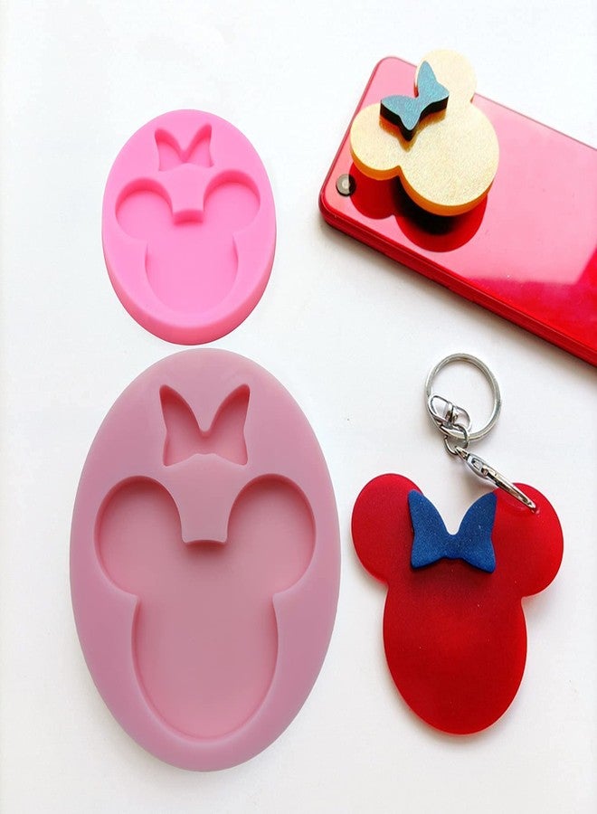 LHGOGO Cute Mouse Head Bow Keychain Silicone Molds for Epoxy Resin, Fondant Mold for DIY Chocolate Candy Cake Topper Decoration or Polymer Clay Jewelry Crafts Tools Soap Mould, Pink - Image 5