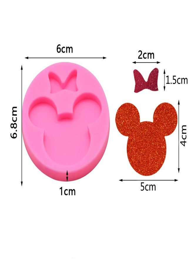 LHGOGO Cute Mouse Head Bow Keychain Silicone Molds for Epoxy Resin, Fondant Mold for DIY Chocolate Candy Cake Topper Decoration or Polymer Clay Jewelry Crafts Tools Soap Mould, Pink - Image 2