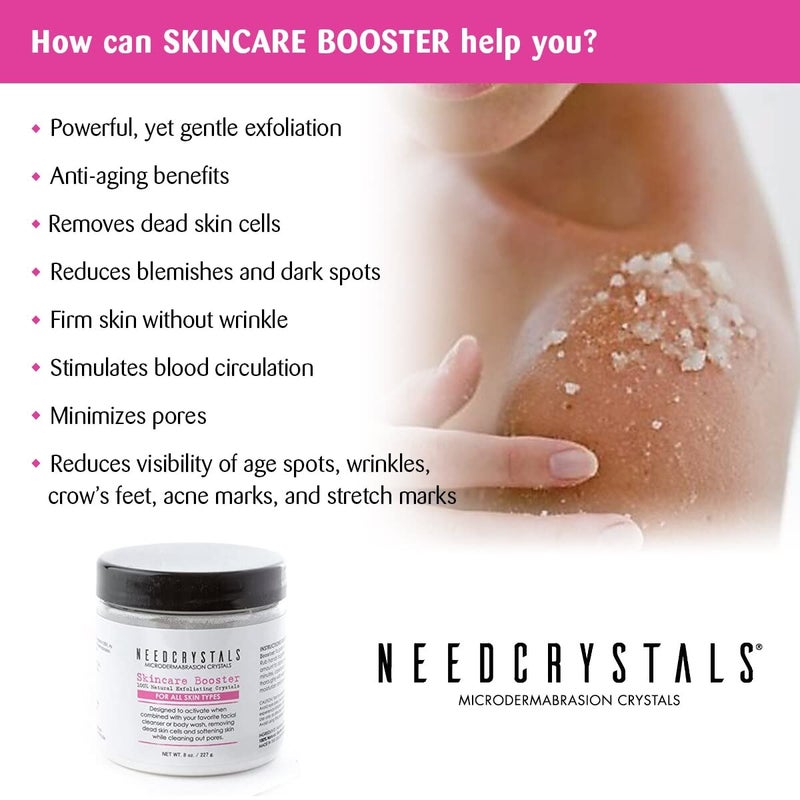 NeedCrystals Microdermabrasion Crystals DIY Face Scrub. Natural Facial Exfoliator for Dull or Dry Skin Improves Scars, Blackheads, Pore Size, Wrinkles, Blemishes & Skin Texture 8 oz. / 227g. - Image 4
