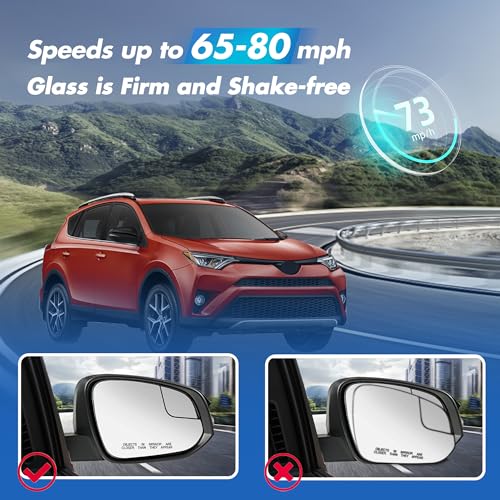 SNEMEEY Compatible with Toyota RAV4 Passenger Side Mirror Glass 2016 2017 2018 - Right Side Replacement View Mirror, Heated Chrome Convex Mirror with Backing Plate and Rear Holder - Image 5