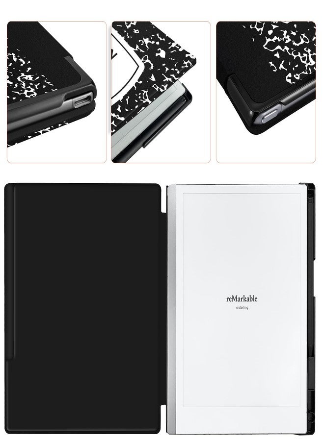 Aippdo Case for Remarkable 2 Paper Tablet 10.3" 2020 Released,Lightweight and Hard Back Shell Protective Book Folio Cover with Built-in Pen Holder,Comes with Remarkable 2 Pen Tips (Black Notebook) - Image 2