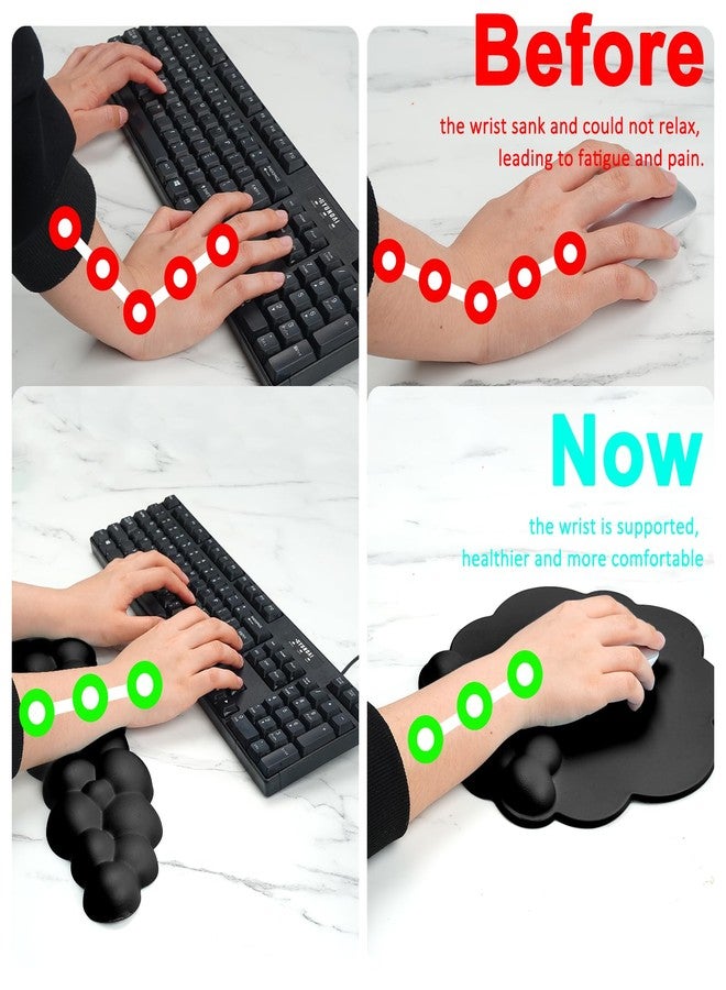 ليت جو شوب مجموعة مسند معصم لوحة المفاتيح من LetGoShop للكمبيوتر، وسادة ماوس لطيفة على شكل سحابة مع دعم للمعصم للألعاب، مسند ذراع مريح للمنزل والمكتب والكمبيوتر المحمول - Image 4