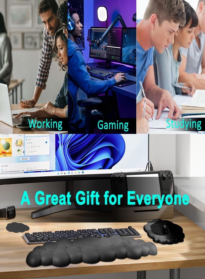 ليت جو شوب مجموعة مسند معصم لوحة المفاتيح من LetGoShop للكمبيوتر، وسادة ماوس لطيفة على شكل سحابة مع دعم للمعصم للألعاب، مسند ذراع مريح للمنزل والمكتب والكمبيوتر المحمول - Image 5