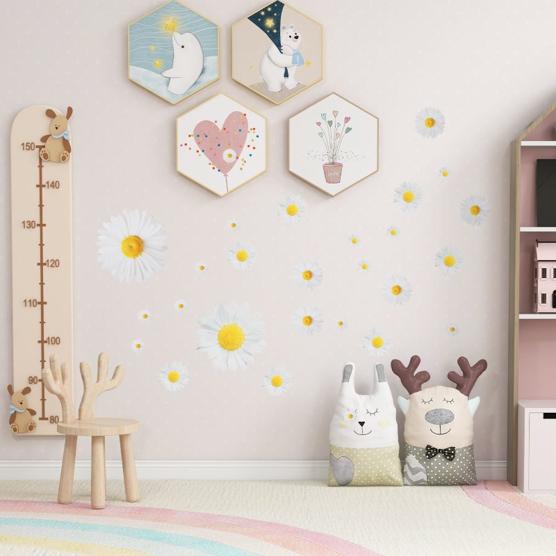 Removable Wall Decal, Durable Decorative Stickers for Home, Bedroom Daisy Art - Image 3