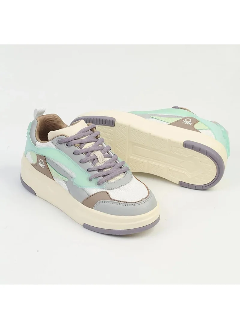 Benetton Women's White - Lilac Sneakers