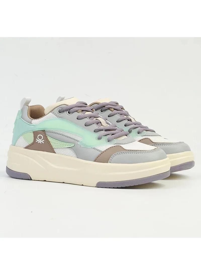 بينيتون Women's White - Lilac Sneakers