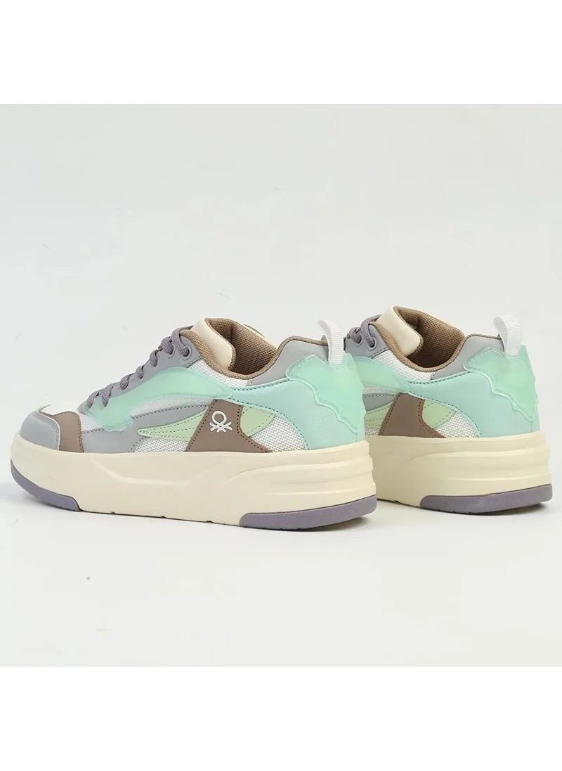 بينيتون Women's White - Lilac Sneakers