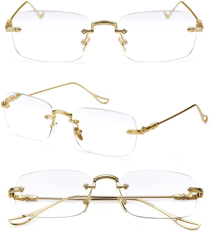 TERAISE Frameless Metal Reading Glasses for Men/Women Blue Light Blocking -Rimless Fashion Comfortable Computer Eyeglasses, 3pcs Gold, 2.5X - Image 3