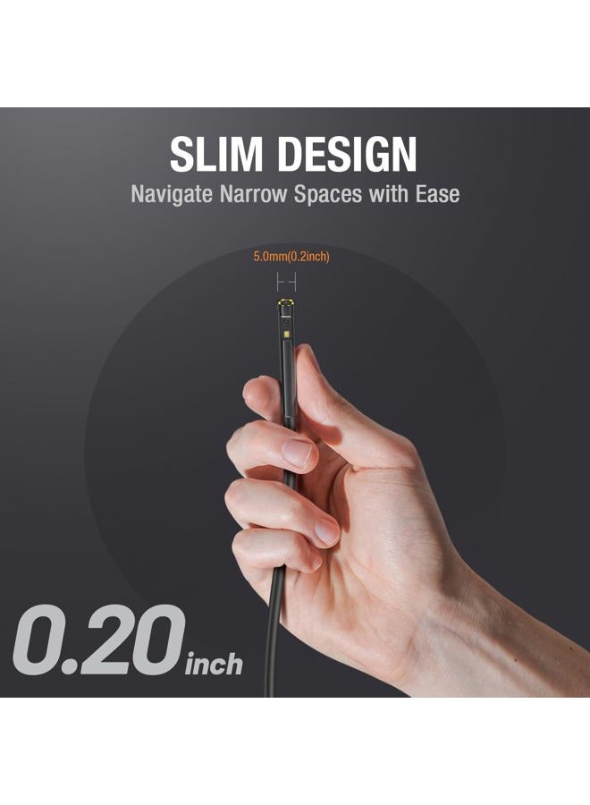 Teslong Inspection Camera, 5mm Dual Camera with 5 inch HD IPS Screen, 16.4ft Waterproof Cable with 6 LED Lights, Snake Camera with Flashlight, 32GB, Travel Case - Image 3