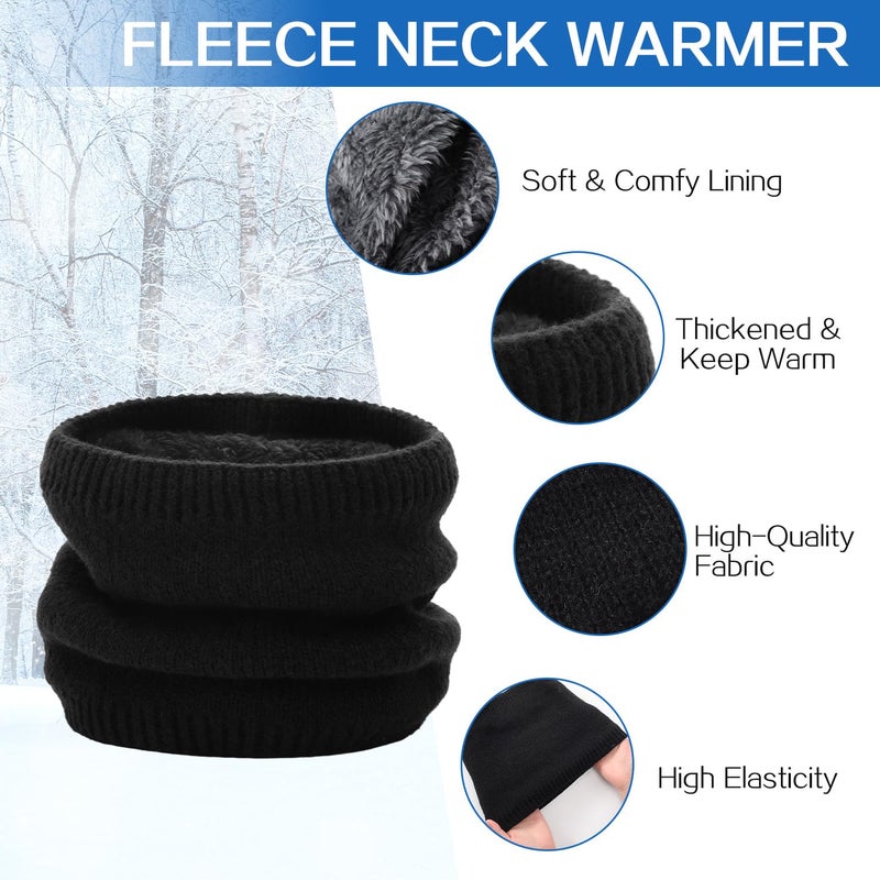 Tavaleu Mens Winter Beanie Hats Scarf Set - Winter Hats for Men, Beanie with Earflap for Men Fleece Hat Scarf Set Hat for Women Black - Image 3