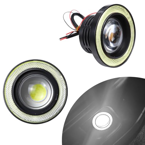 Wogomz 2PCS Angel Eye Halo Fog Lights for Cars Super Bright LED Fog Lights Assembly with COB Aperture 12V Daytime Running Light Bulb Fits Car Truck SUV Universal Car Accessories White - Image 1