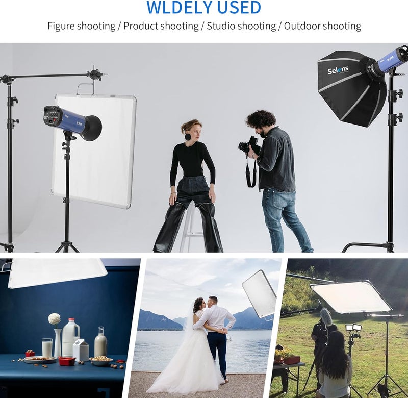Selens 18" x24in Light Reflector Flag with Frame, 5-in-1 Cover Cloth and Diffuser Gold & Silver, Black & White for Studio Photography Lighting - Image 3