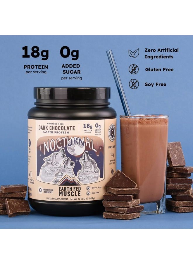 Earth Fed Muscle Nocturnal Casein Protein Powder – Dark Chocolate Protein Powder with Whey Blend – 18g Protein, Sugar Free, Gluten Free – Nighttime Recovery Protein Poweder – 2lb, 23 Servings - Image 2