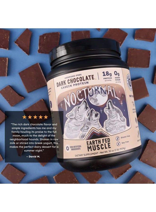 Earth Fed Muscle Nocturnal Casein Protein Powder – Dark Chocolate Protein Powder with Whey Blend – 18g Protein, Sugar Free, Gluten Free – Nighttime Recovery Protein Poweder – 2lb, 23 Servings - Image 4