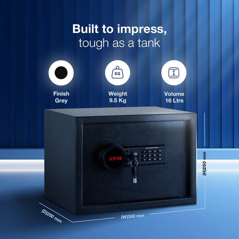 Ozone Ozone 16 Litres Digital Safe Locker for Home Office Digital Lock 1Way Unlocking Password Size 250H x 350W x 250D mm Weight 95kg 2Year Warranty  - Image 3