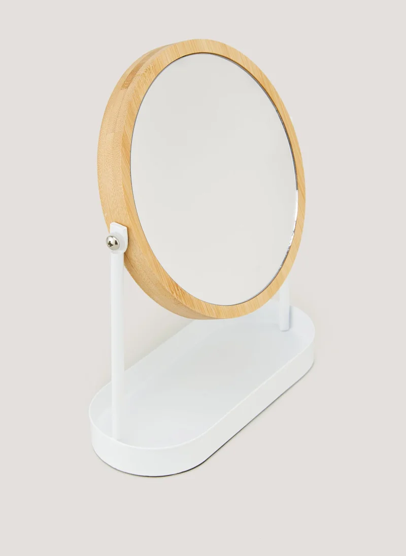 Matalan White Metal & Bamboo Mirror (25cm x 19cm x 8cm)
