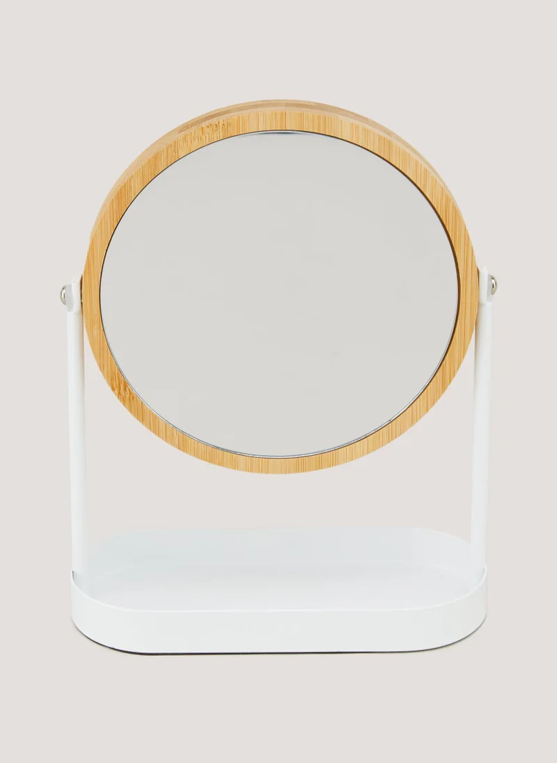 Matalan White Metal & Bamboo Mirror (25cm x 19cm x 8cm)