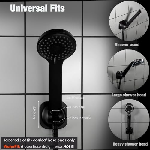 RIVOODS Handheld Shower Head Holder - 5 Positions Adjustable - Concealed Adhesive Mount with Screw Option- Bathroom Wall Mount Shower Hose Holder (Matte Black) - Image 5
