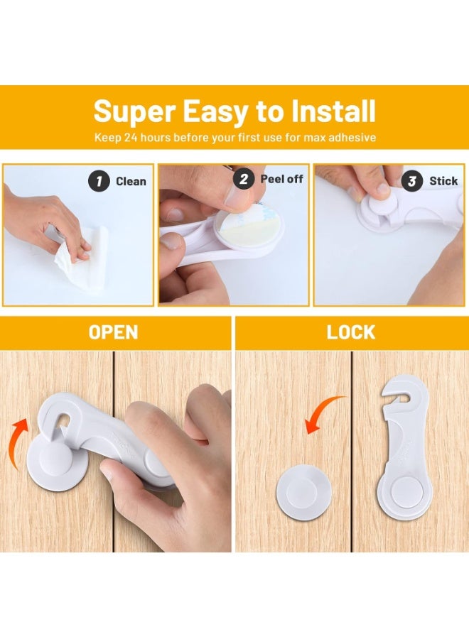 TRILINK Cabinet Locks for Babies 10 Pack, Baby Proofing Baby Safety Locks, Child Locks for Cabinets, Fridge Locks for Kids, Strong Adhesive No Drilling-Durable-Multifunctional for Furniture Kitchen - Image 3