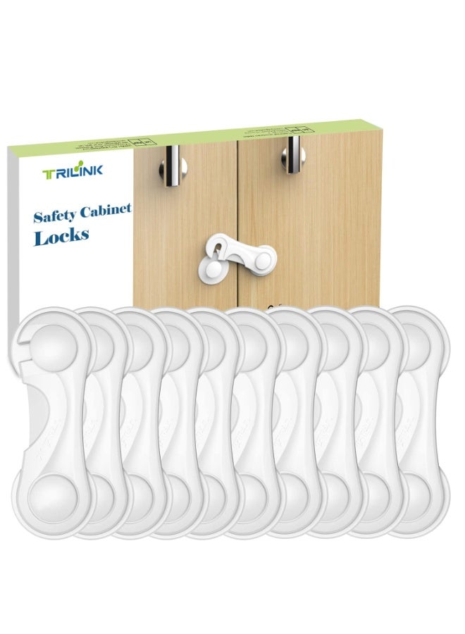 TRILINK Cabinet Locks for Babies 10 Pack, Baby Proofing Baby Safety Locks, Child Locks for Cabinets, Fridge Locks for Kids, Strong Adhesive No Drilling-Durable-Multifunctional for Furniture Kitchen - Image 1
