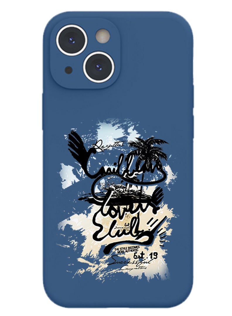 Theodor Protective Slim Fit Case Liquid Silicone Cover with Full Body Protection Anti-Scratch Shockproof Case For iPhone 14 Blue  - Lovers club White copy - Image 1