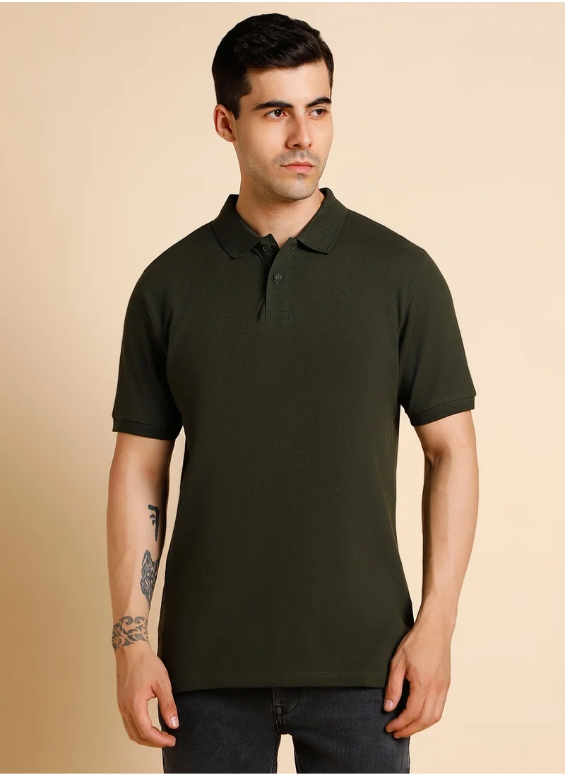 Dennis Lingo Olive T-Shirt for Men, 100% Cotton, Regular Fit