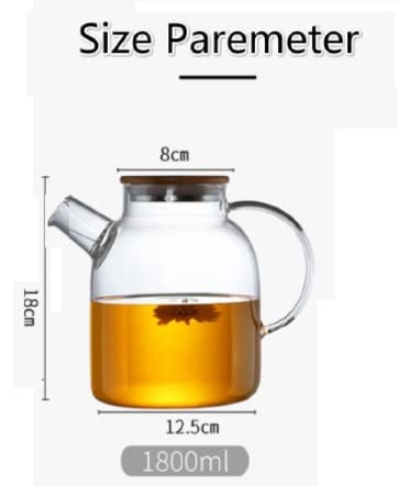 IndusBay 18 L Wooden Bamboo Lid StoveTop Glass Kettle HeatResistant Borosilicate Pitcher Carafe NoDripping Stovetop Safe Glass Tea Kettle Pot Serving Jar - Image 4