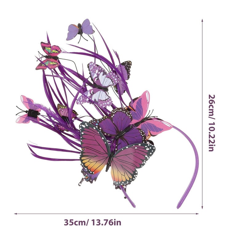 Butterfly Headband Purple Plastic Hair Hoop for Women Wedding Prom Halloween Hair Accessories - Image 2