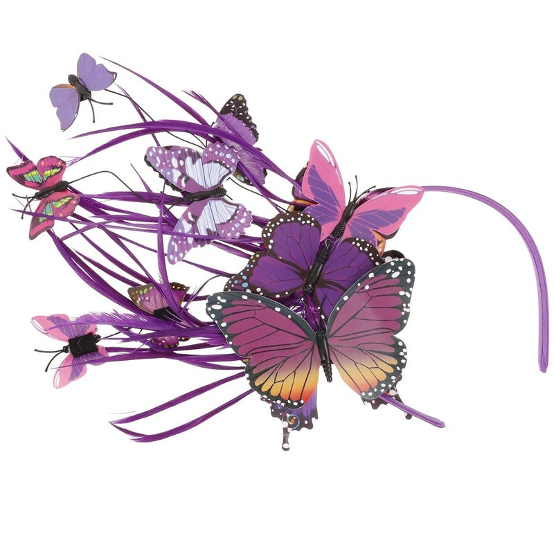 Butterfly Headband Purple Plastic Hair Hoop for Women Wedding Prom Halloween Hair Accessories - Image 1