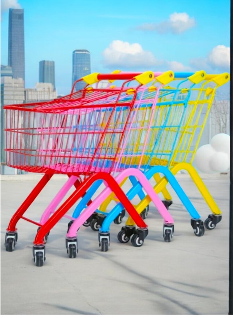 Toy Box Multicolour Mini Shopping Cart Supermarket Metal Trolley For Kids- Random Color 1 Pc  - Image 2
