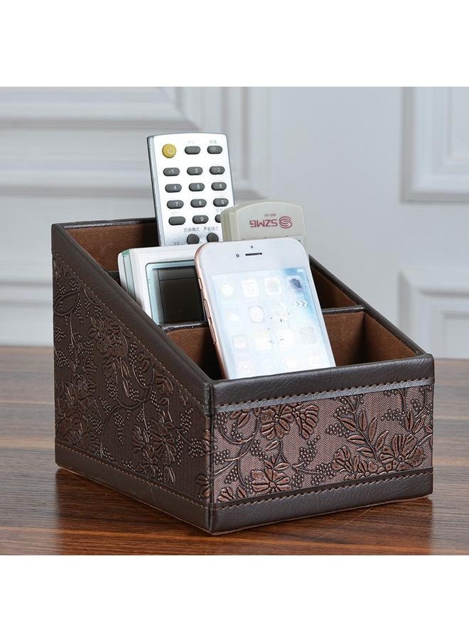 yongsheng PU leather Remote Control Holder,3 Slot Remote Control Organizer Brown--Remote Control Holders Organizer Box Multi-Functional  - Image 5