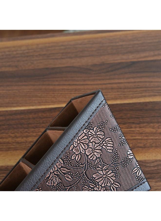 yongsheng PU leather Remote Control Holder,3 Slot Remote Control Organizer Brown--Remote Control Holders Organizer Box Multi-Functional  - Image 3