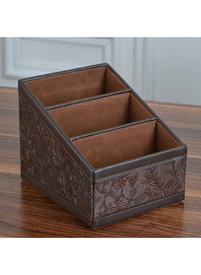 yongsheng PU leather Remote Control Holder,3 Slot Remote Control Organizer Brown--Remote Control Holders Organizer Box Multi-Functional  - Image 4