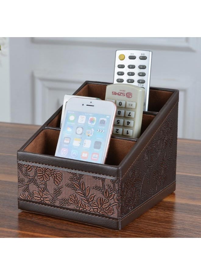 yongsheng PU leather Remote Control Holder,3 Slot Remote Control Organizer Brown--Remote Control Holders Organizer Box Multi-Functional  - Image 2