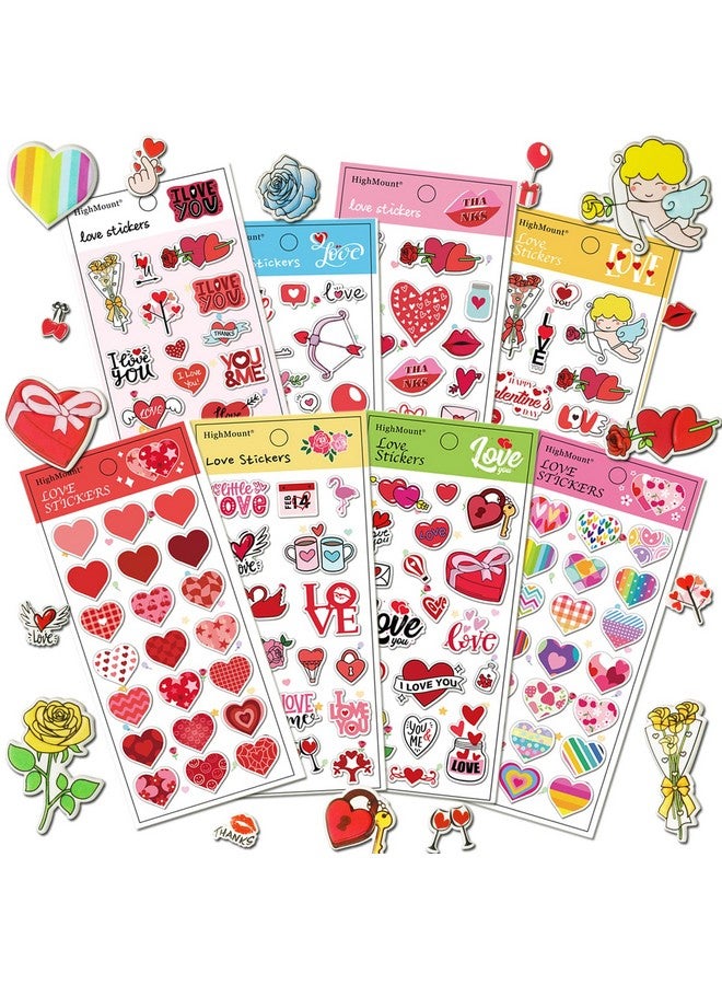 HighMount 152Pcs Puffy Loves Heart Stickers Foam 3D Sticker with Cupid, Kiss, I Love You, Roses, Thank You and Valentine's Day Themed Stickers for Water Bottles Vinyl Romantic Motivational Quote Gifts - Image 1