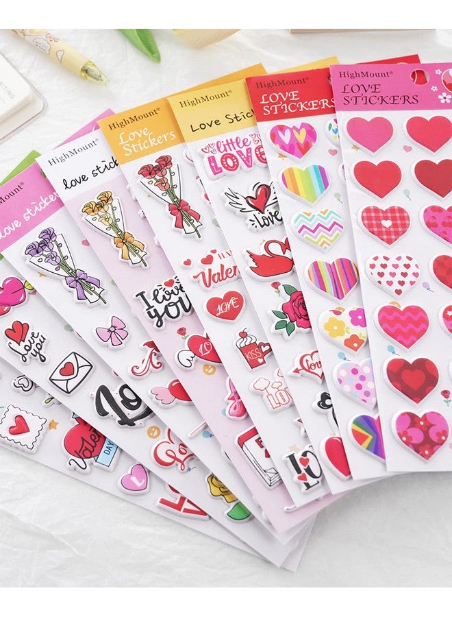 HighMount 152Pcs Puffy Loves Heart Stickers Foam 3D Sticker with Cupid, Kiss, I Love You, Roses, Thank You and Valentine's Day Themed Stickers for Water Bottles Vinyl Romantic Motivational Quote Gifts - Image 2