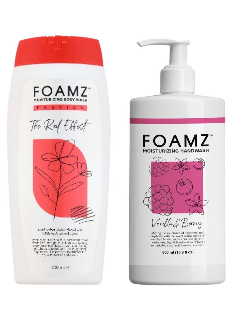 FOAMZ Set of Hand Wash Vanilla and Berries 500ml and Body Wash Passion 300ml - Image 1